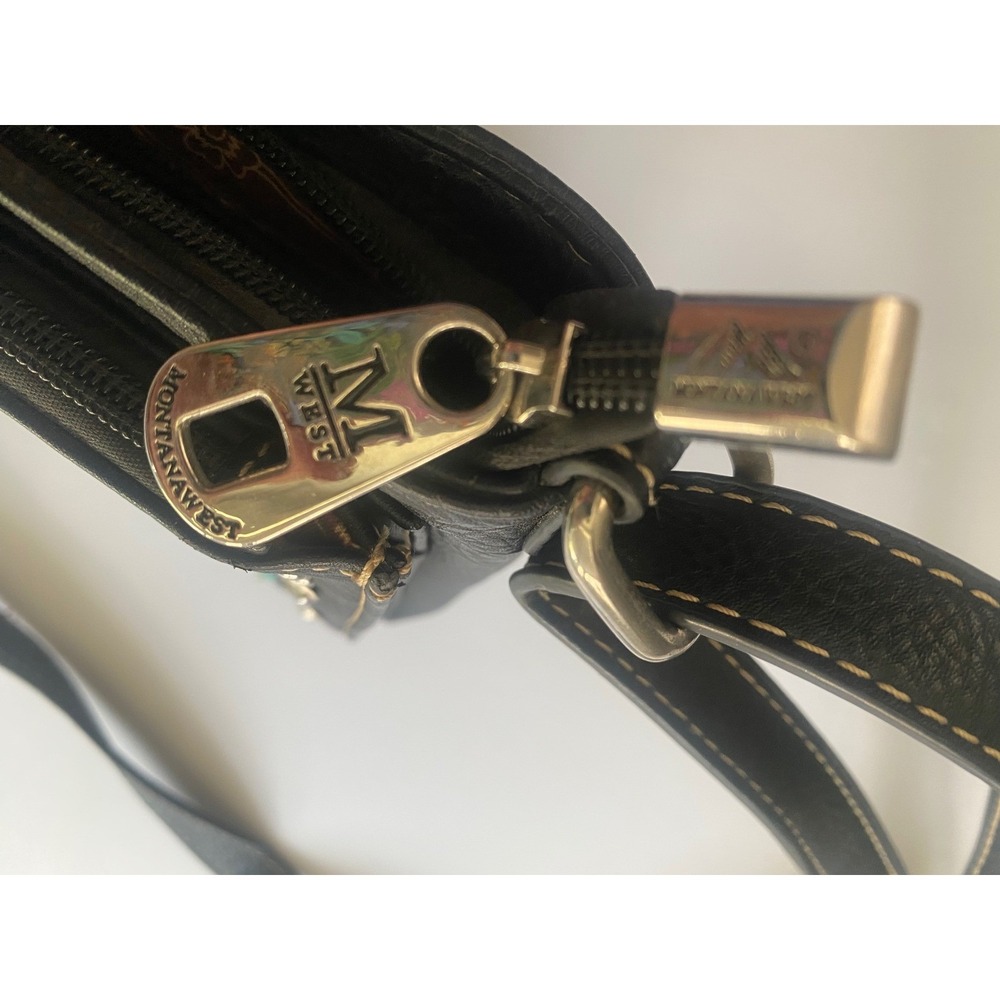 Montana West Purse Sugar Skull Embroidered Crossbody Bag Day of the Dead Black - Picture 7 of 16